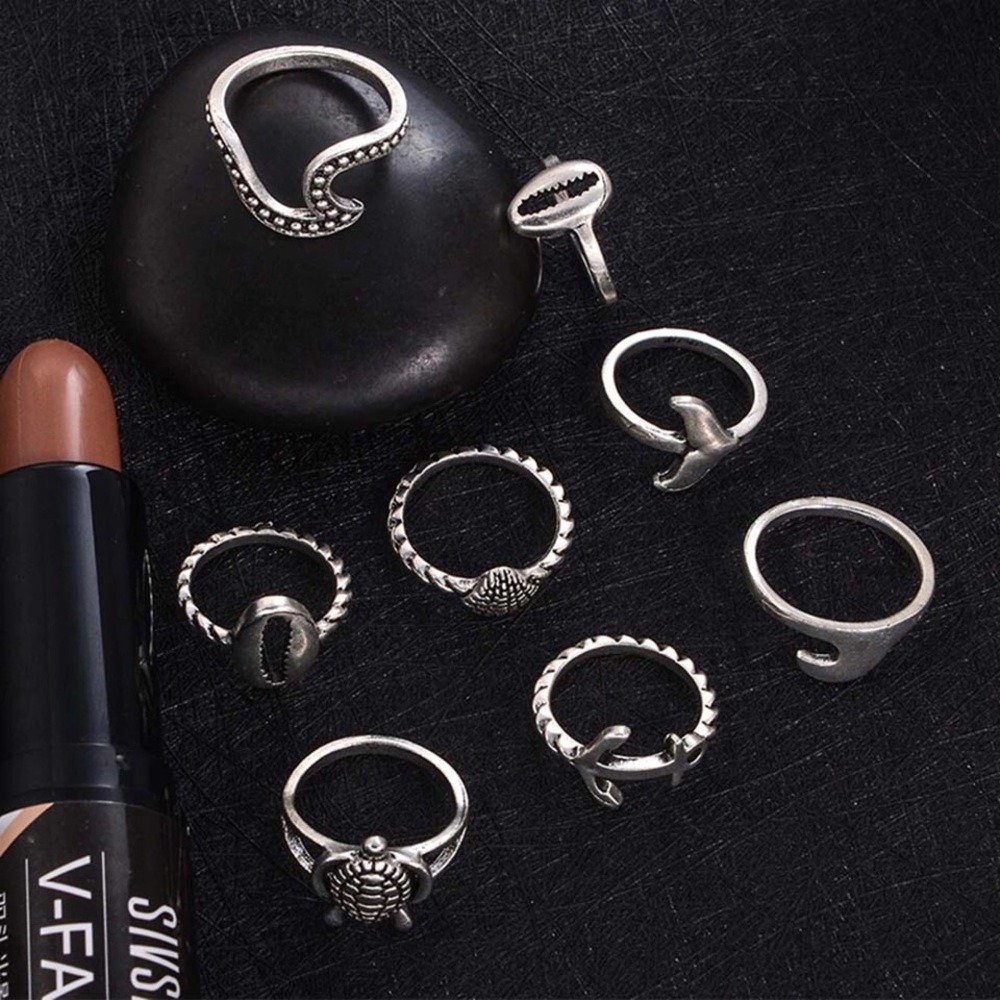 🌊New Set Of 8Pcs Silver Coated Stackable Rings🌊 - Picture 3 of 7
